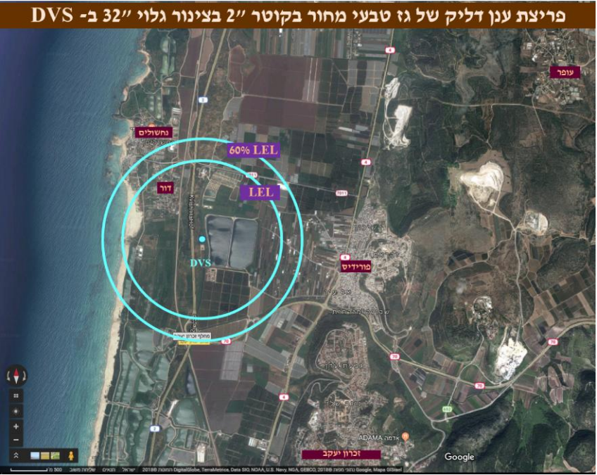 פריצת ענן דליק של גז מצינור בקוטר 2 אינץ