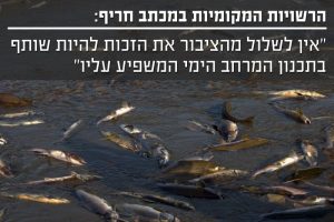 הרשויות המקומיות אין לשלול מהציור זכות להיות שותף בתכנון המרחב הימי המשפיע עליו