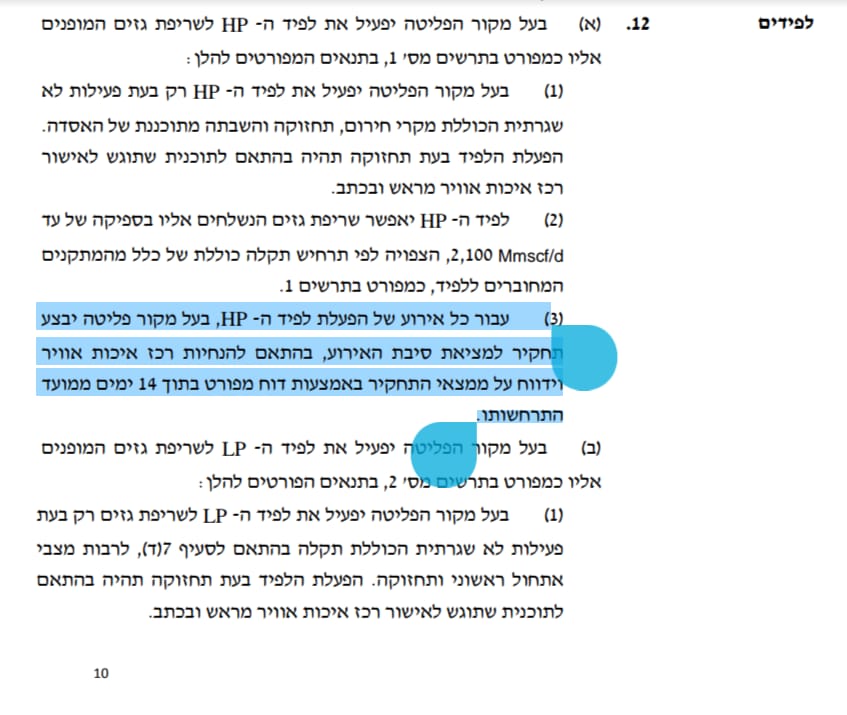 מתוך היתר הפליטה של אסדת לוויתן