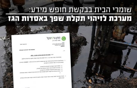 "שומרי הבית" שומרים ודואגים להפעלת מערכת לאיתור שפך שמן באסדות הגז
